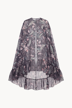 Botanical-Print Silk Chiffon Halter-Neck Gown and Cape