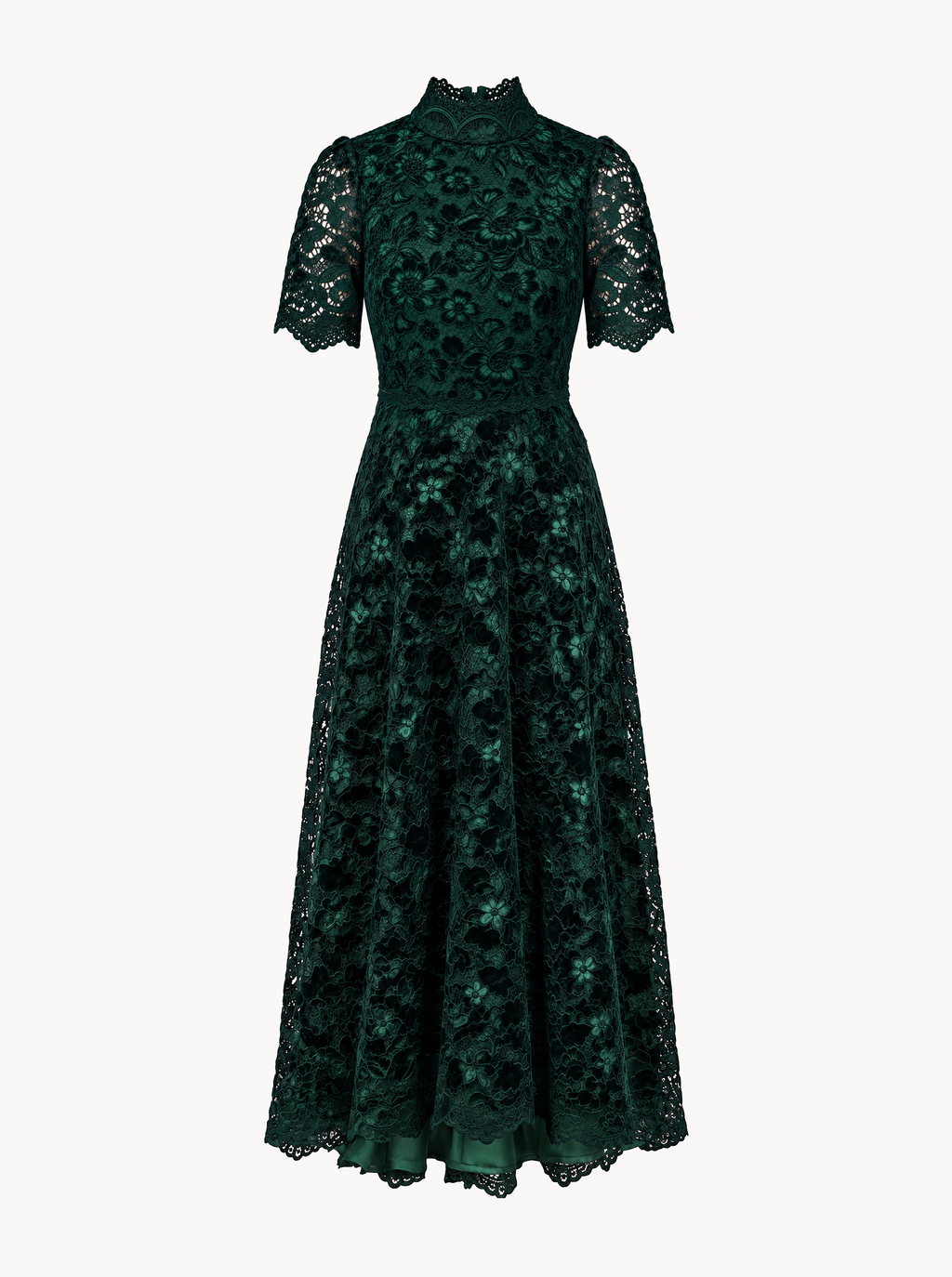 Emerald Floral Lace Midi Dress