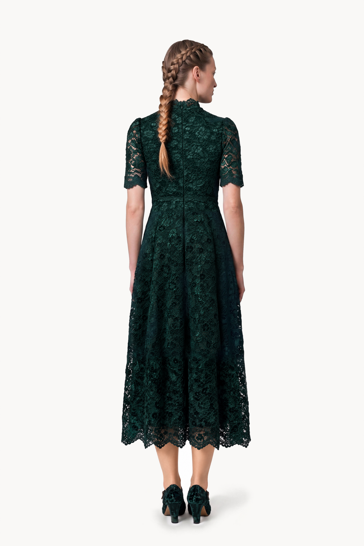 Emerald Floral Lace Midi Dress