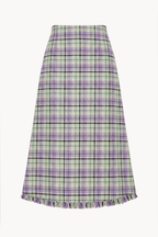 A-line midi skirt in tartan wool