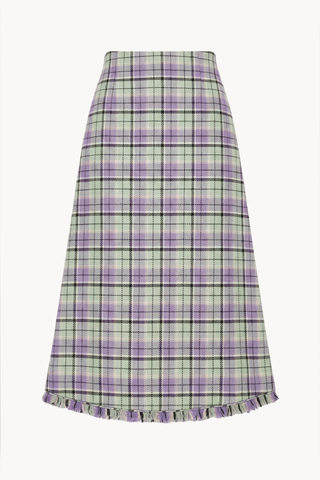 A-line midi skirt in tartan wool
