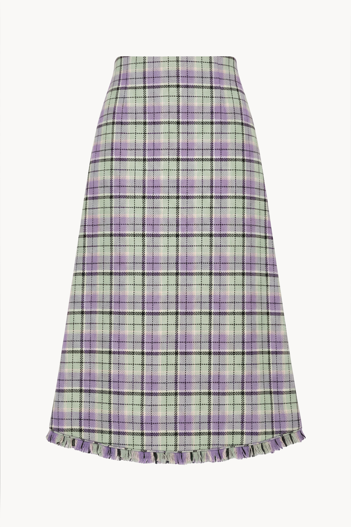 A-line midi skirt in tartan wool