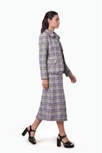 A-line midi skirt in tartan wool