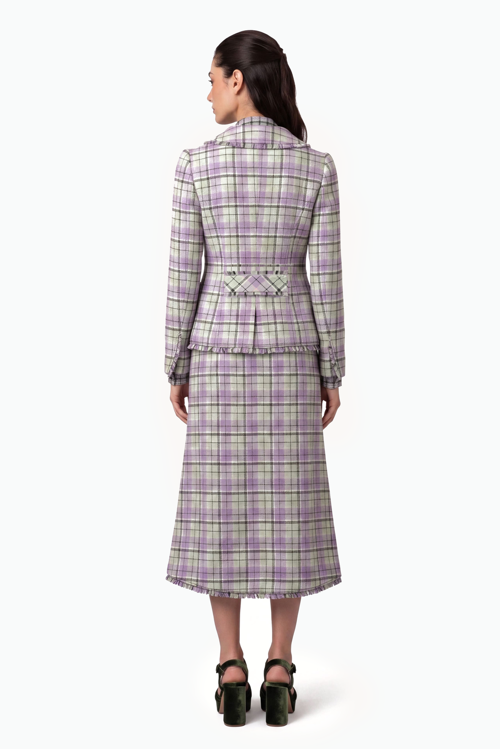 A-line midi skirt in tartan wool