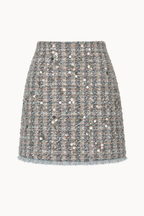 A-line mini skirt in sequined embroidered tweed