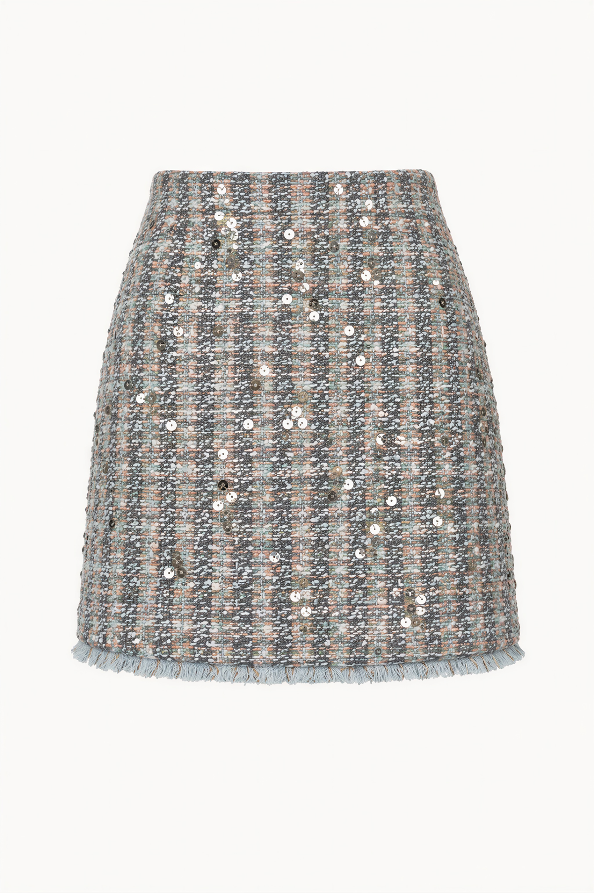 A-line mini skirt in sequined embroidered tweed