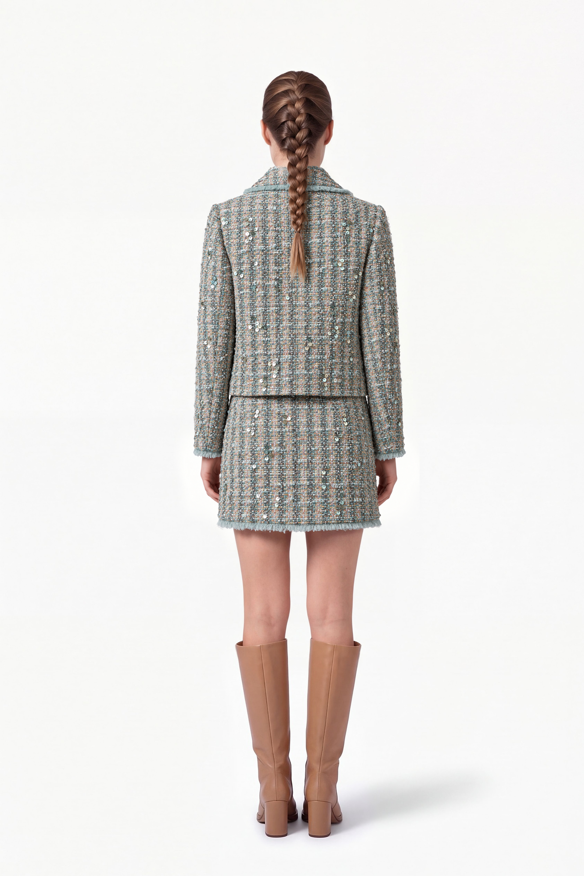 A-line mini skirt in sequined embroidered tweed