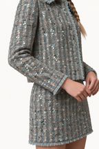 A-line mini skirt in sequined embroidered tweed