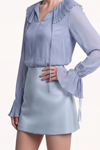 A-line mini skirt in duchesse satin