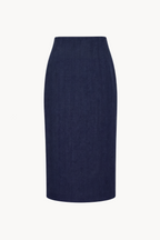 Midi skirt with slit in herringbone fustian