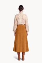 Corduroy Midi Skirt with Pockets