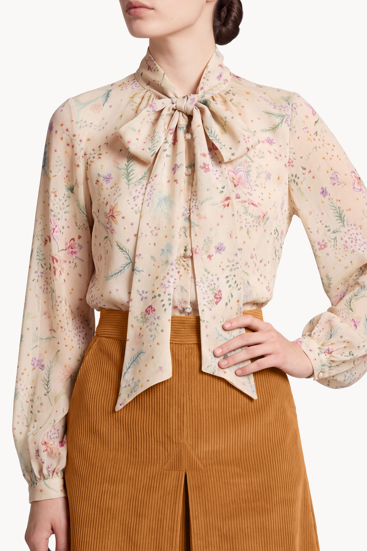 Corduroy Midi Skirt with Pockets