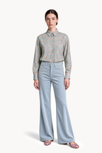 High-rise straight-leg trousers in stretch corduroy velvet