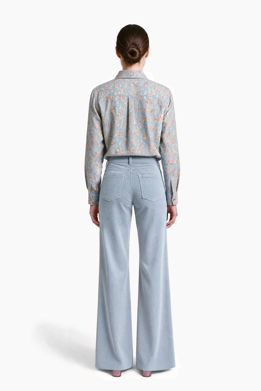 High-rise straight-leg trousers in stretch corduroy velvet