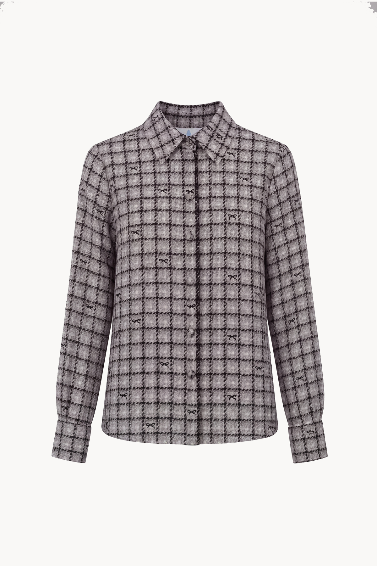 Fluid shirt with flared cuffs in tartan