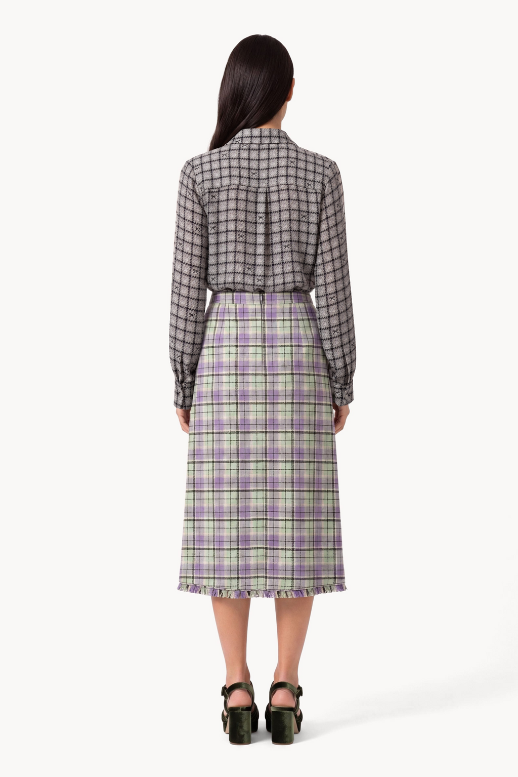 Fluid shirt with flared cuffs in tartan