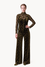 Tailored buttoned vest in floral-embroidered velvet