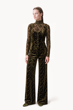 Tailored buttoned vest in floral-embroidered velvet