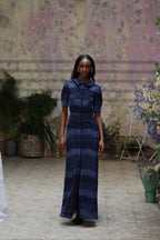 Vestito a righe in pizzo con fascia