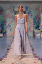 Abito Bustier in Cotone Elasticizzato Bicolore a Righe con Spalline