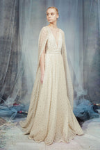 Abito Winter Garden in georgette effetto mantella con scollo a V