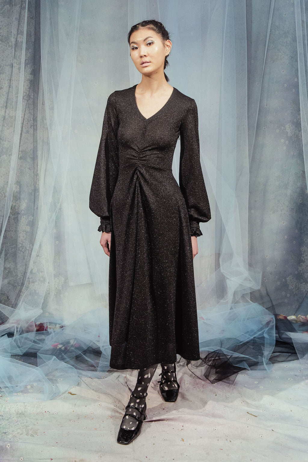 Abito in jersey lurex nero