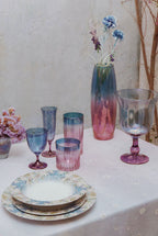 Set di due bicchieri da vino sfumatura viola a blu