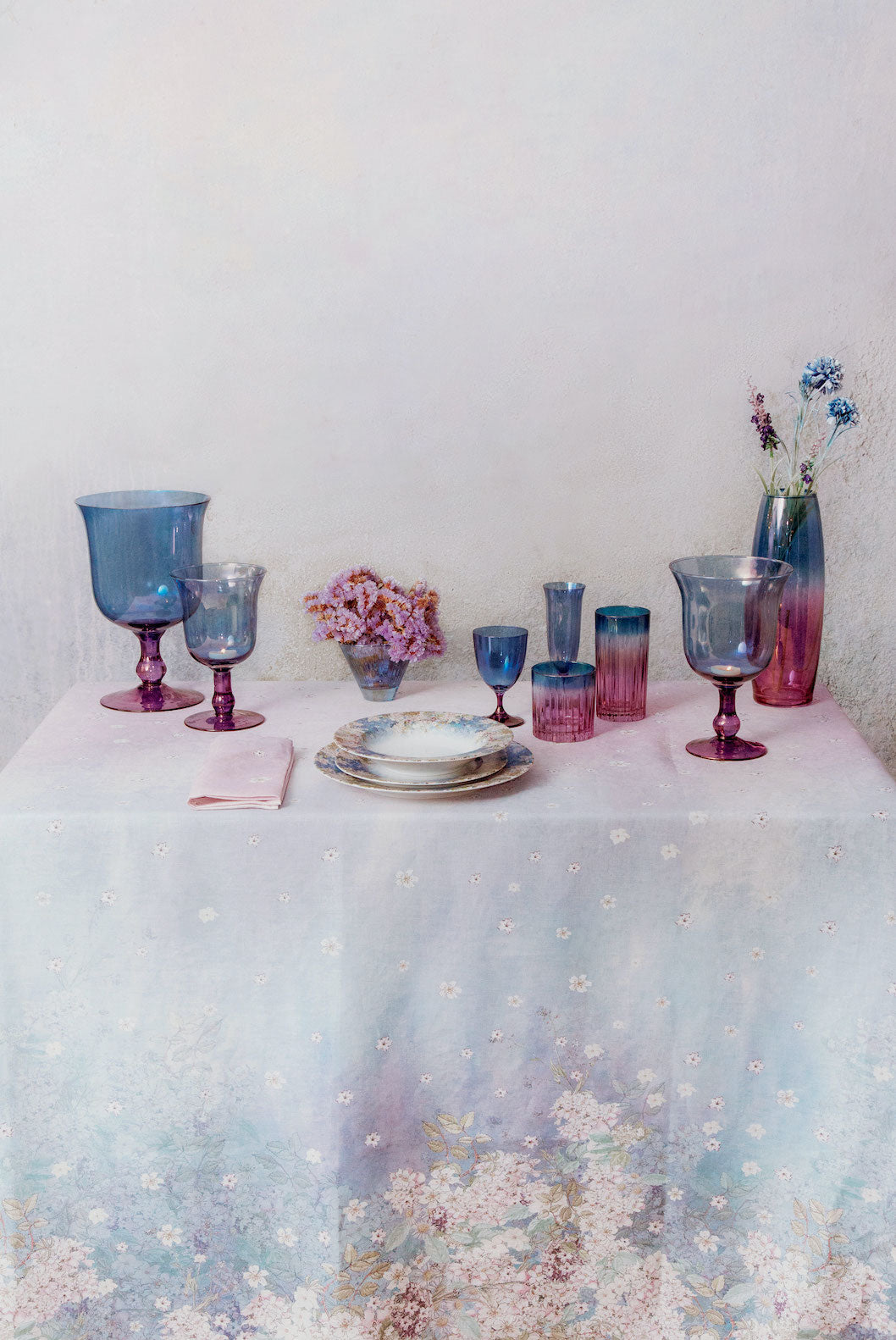 Vaso per candela grande sfumatura viola a blu