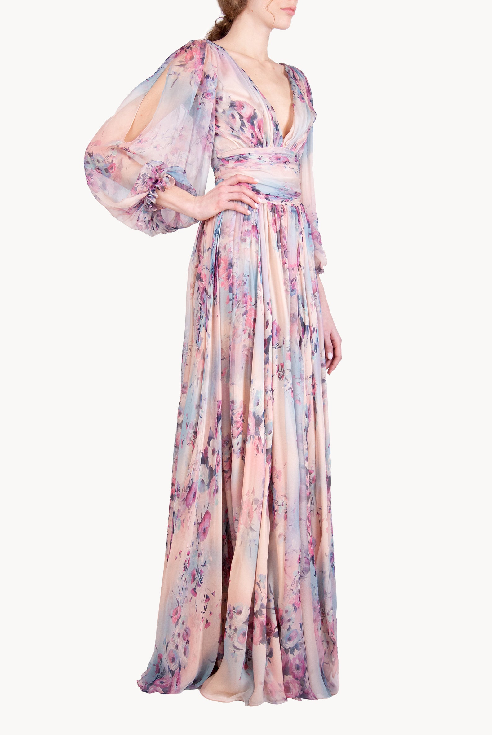 Abito in chiffon stampato di Lucrezia