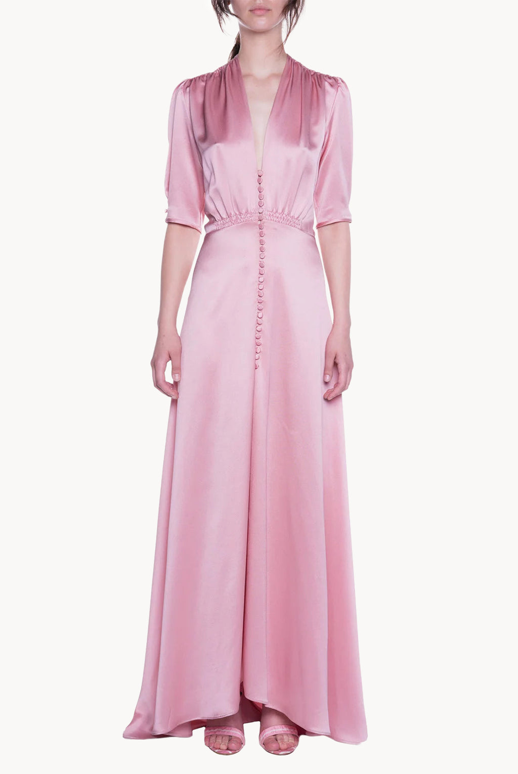 Satin Pink Bottoncino Dress