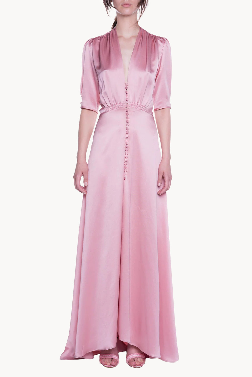 Satin Pink Bottoncino Dress