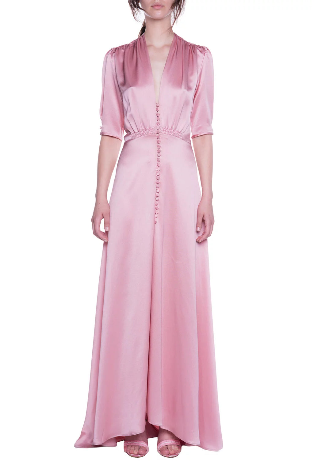 Vestito Bottoncino rosa in raso