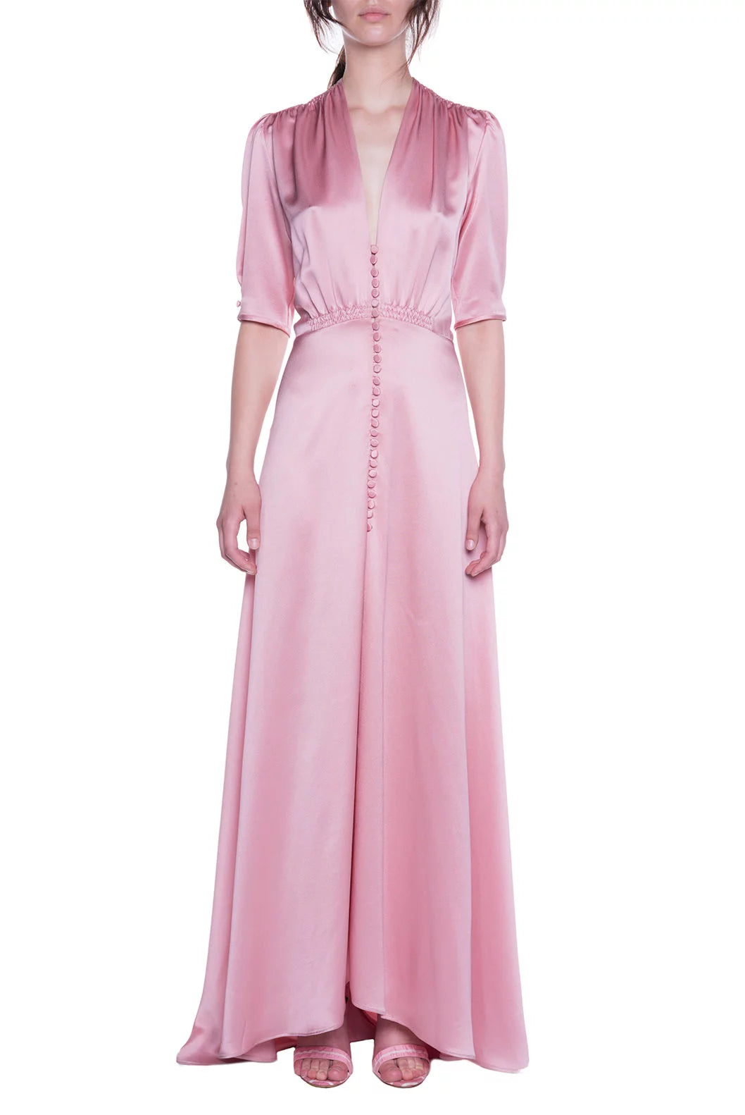 Vestito Bottoncino rosa in raso