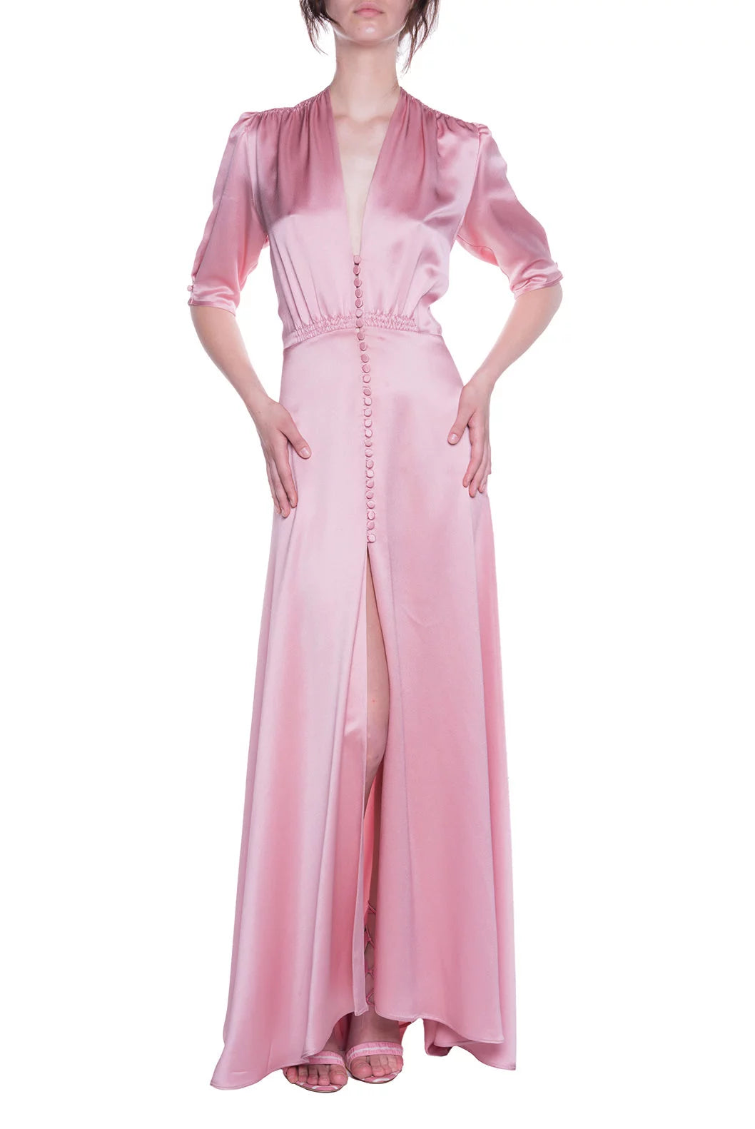 Vestito Bottoncino rosa in raso