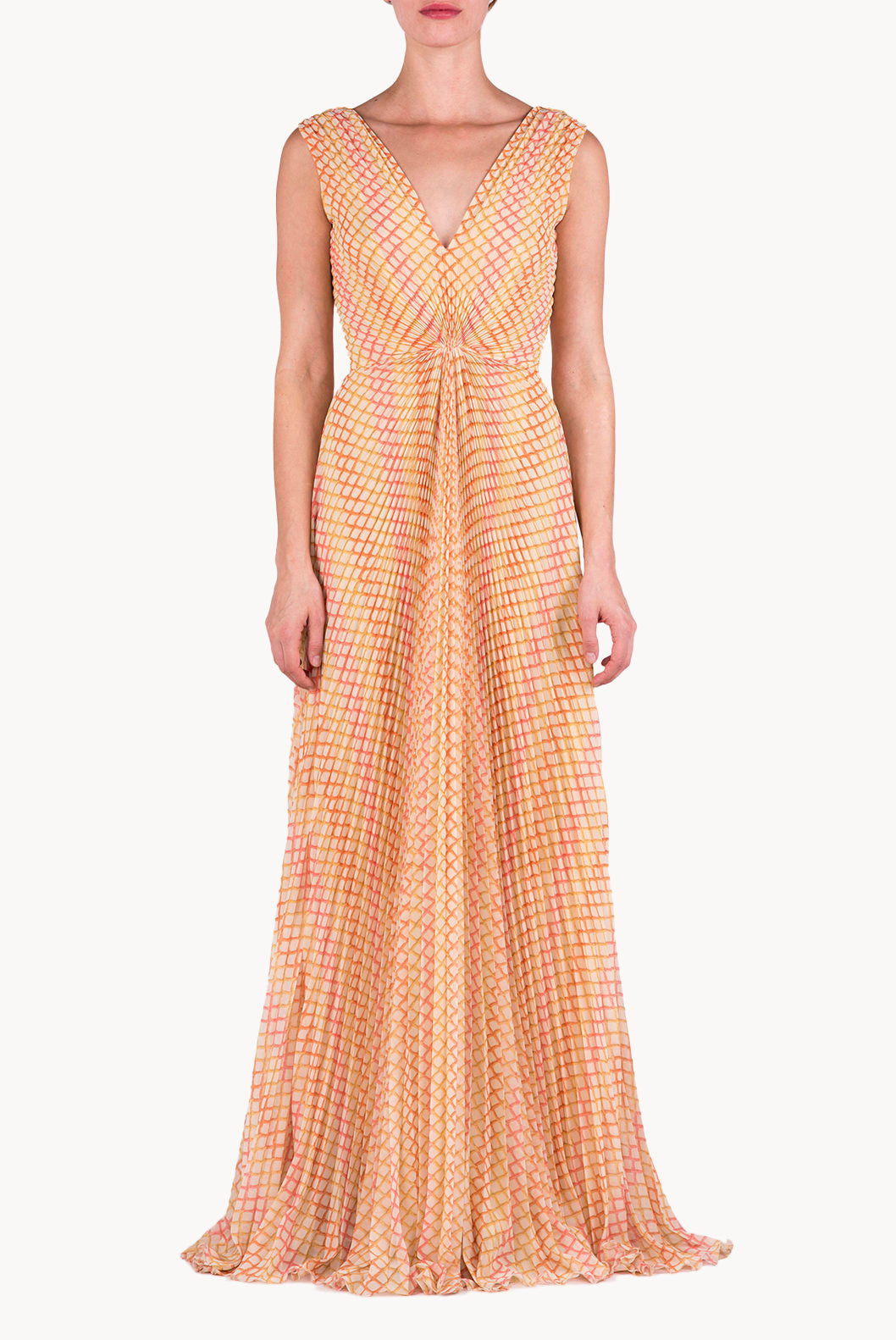 Rhombus Georgette Pleatted Dress