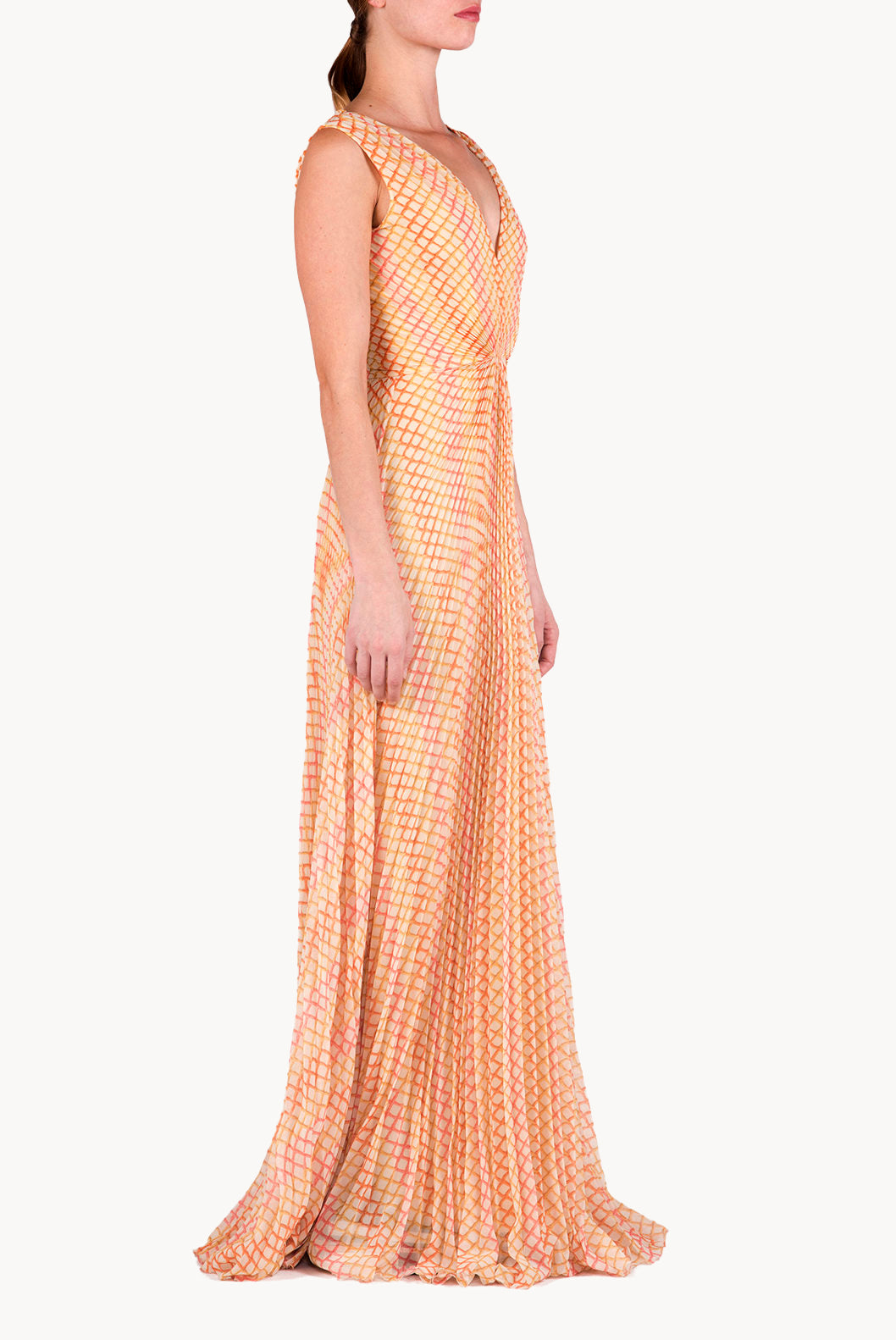 Rhombus Georgette Pleatted Dress