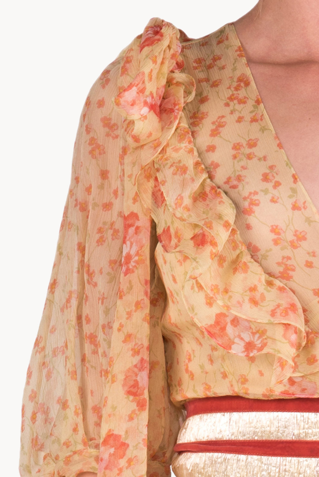 Floral Chiffon Flounces Midi Dress