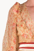 Floral Chiffon Flounces Midi Dress
