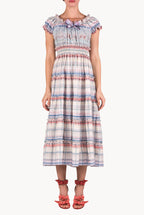 Cotton Color Melt Midi Dress With Lace