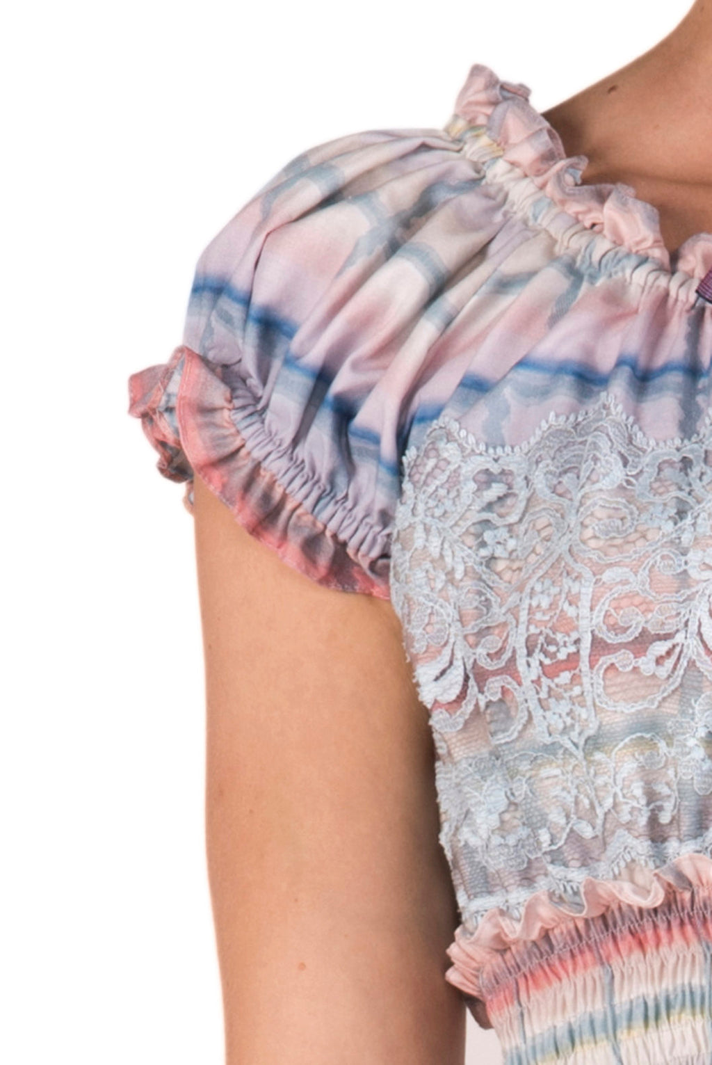 Cotton Color Melt Midi Dress With Lace