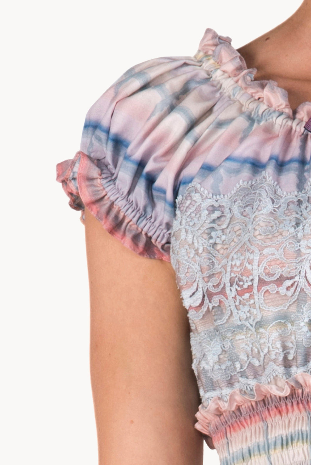 Cotton Color Melt Midi Dress With Lace