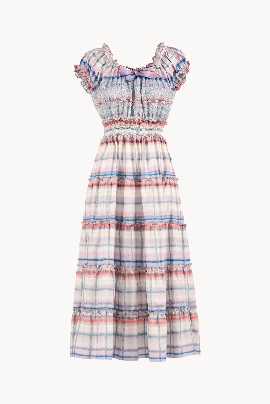 Cotton Color Melt Midi Dress With Lace