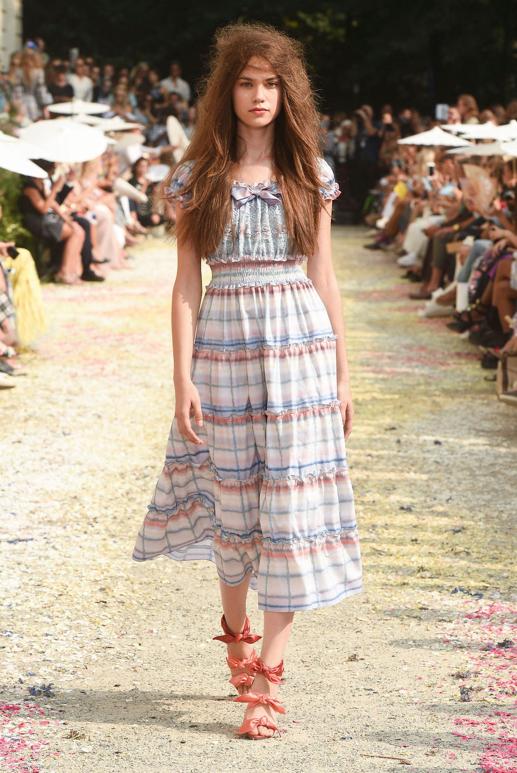 Cotton Color Melt Midi Dress With Lace