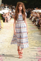 Cotton Color Melt Midi Dress With Lace