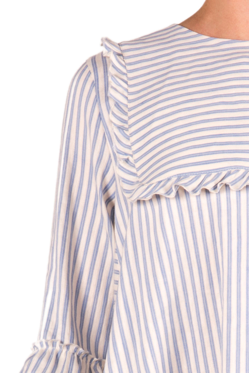 Abito a righe in cotone e lino elasticizzato