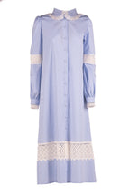 Abito camicia in cotone vichy con pizzo