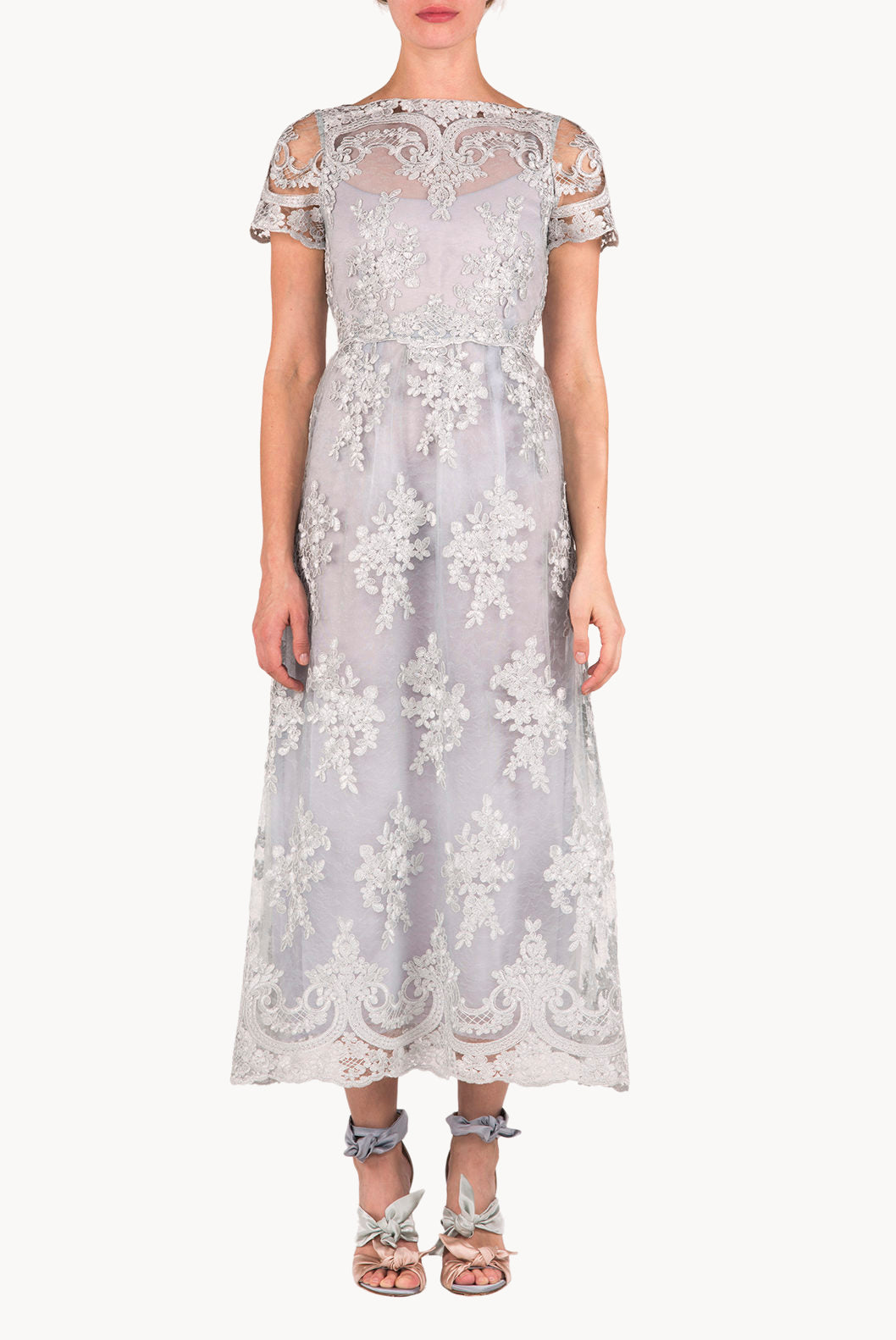 Abito midi in pizzo floreale