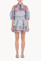 Color Melt Organza Tie Blouse