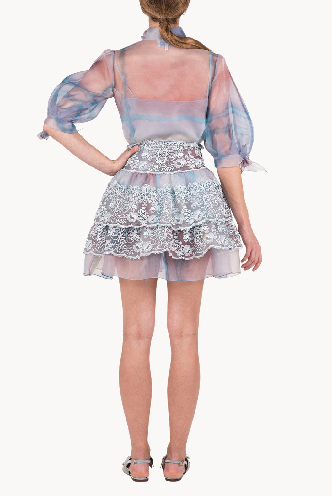 Color Melt Organza Tie Blouse