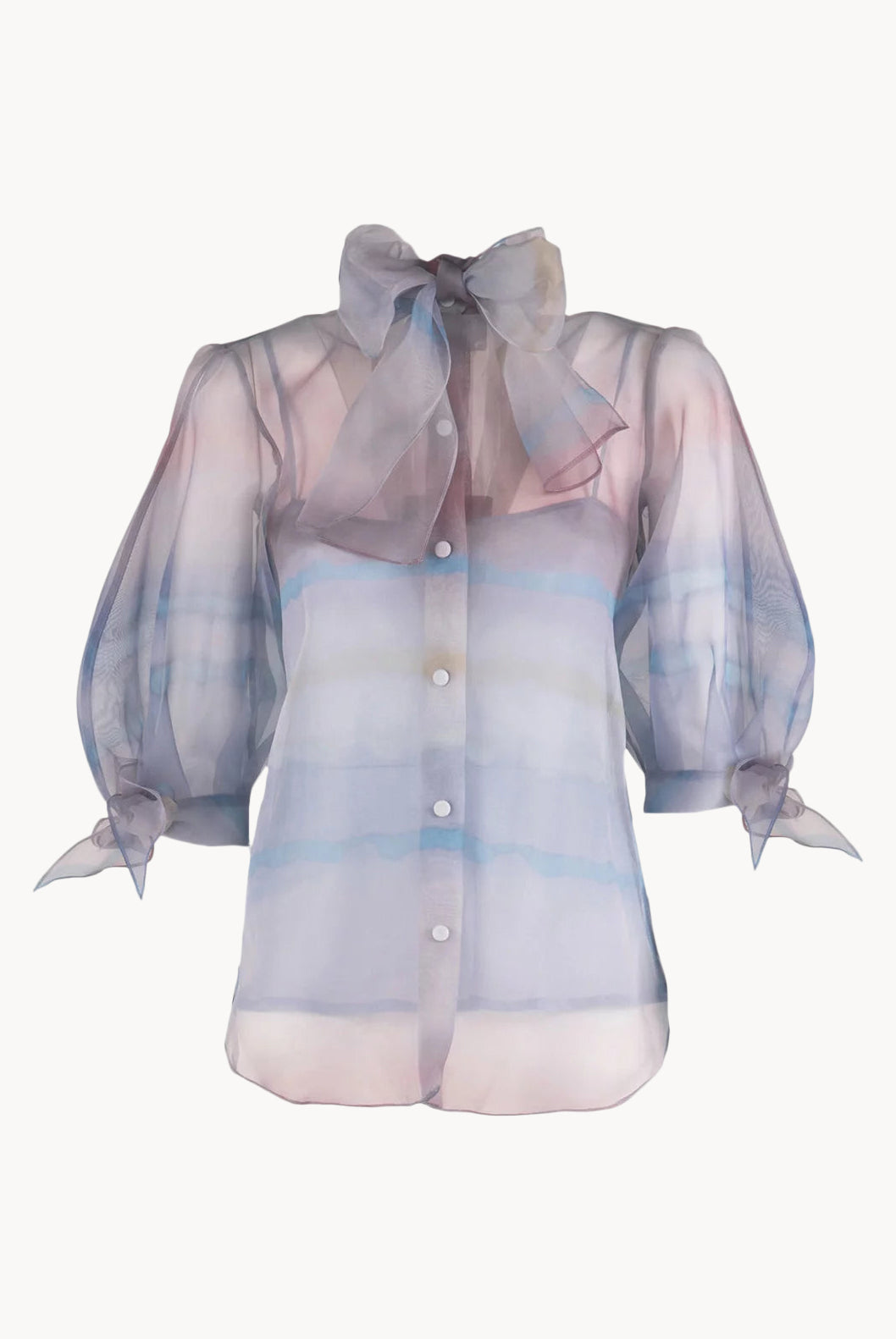 Blusa con fiocco in organza color melt